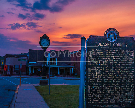 Waynesville Clock - Route 66: Pulaski County Historical Marker - Waynesville MO-2258.jpg