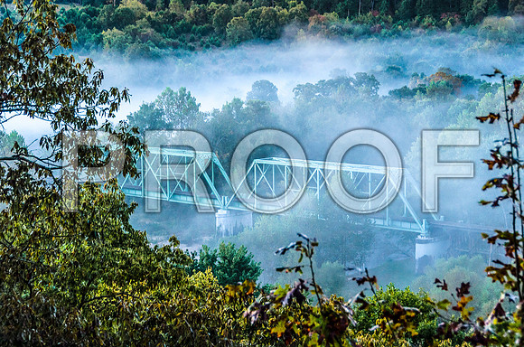 Route 66: Scenic Overlook -DE RR Bridge Sunrise Blue - Devils Elbow, MO -4122-2.jpg