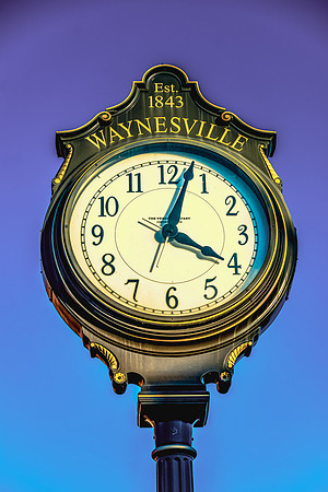 Waynesville Clock vertical blue sky.jpg