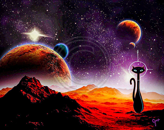 Space Cat w/ planets