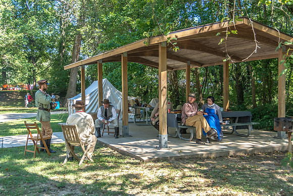 Civil War re-enactors on the banks of the Roubidoux during Old Settlers Day  © PicsbyJax-6288.jpg